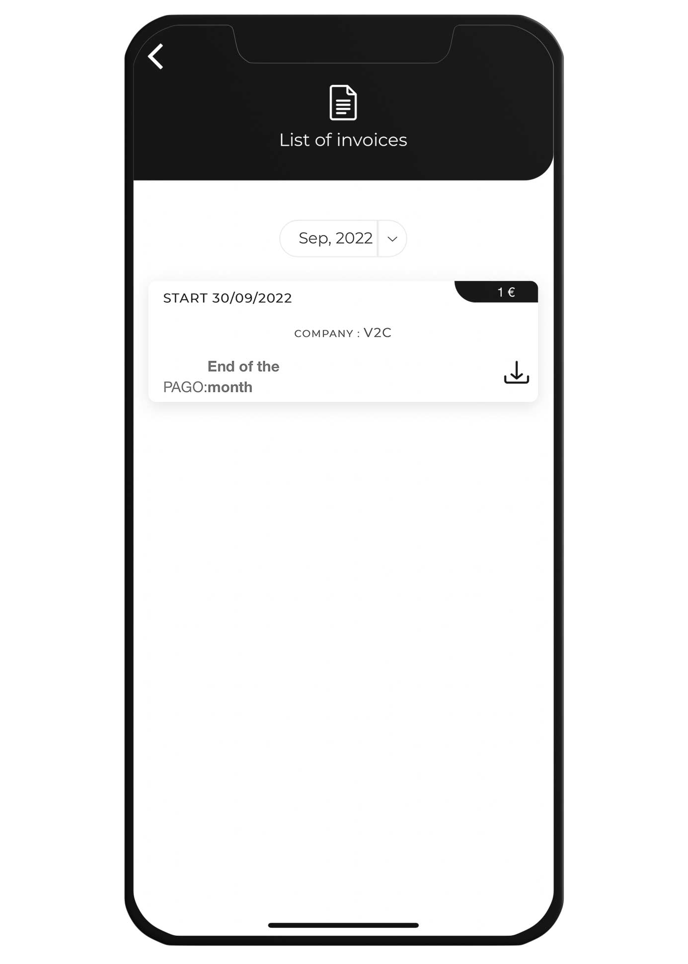 list of envoices v2c payments