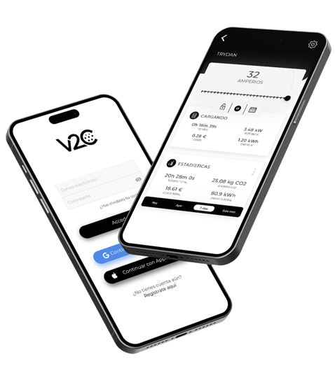 Página de inicio en smartphone app v2c cloud