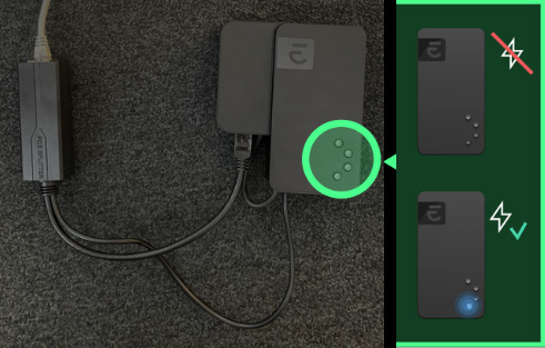 control-cloud-poe LED de estado del medidor: rojo cuando no hay alimentación, azul cuando la alimentación PoE está activa
