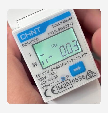Dirección Modbus 003 seleccionada en el medidor monofásico MID