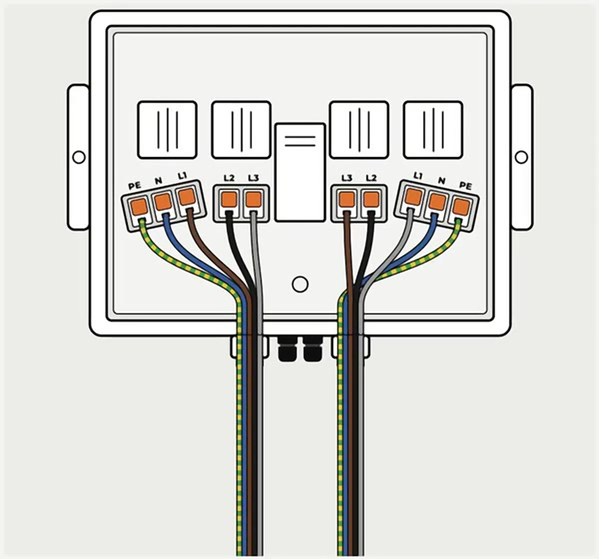 Cables conectados a las bornas eléctricas de Alva