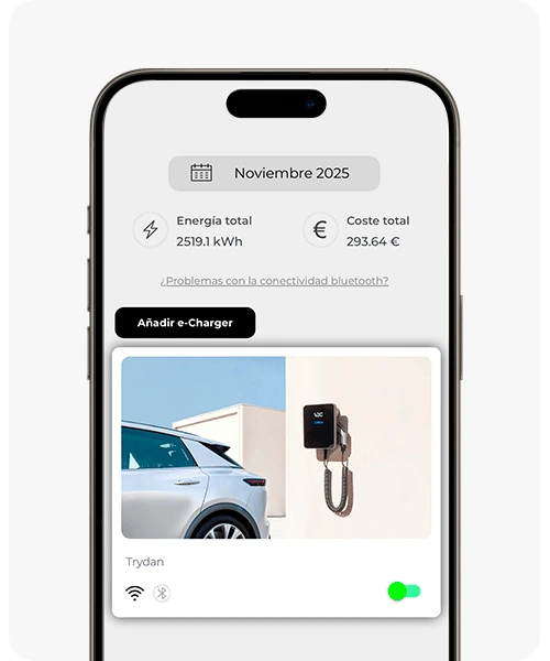 App de V2C con la lista de e-Chargers