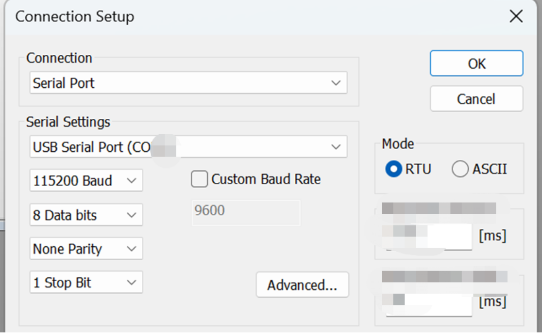Paramètres de série d'usine de l'onduleur Hoymiles dans un logiciel Modbus